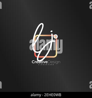 LJ Initial Letter Handschrift Logo handgezeichnet bunte Box Vektor, Logo für Schönheit, Kosmetik, Hochzeit, Mode und Business, Und andere Stock Vektor