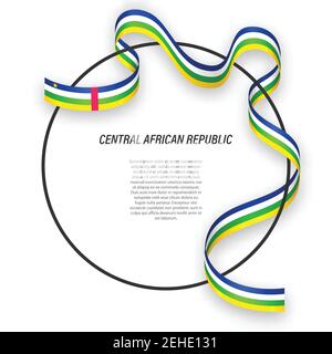 Winkende Fahne der Zentralafrikanischen Republik auf Kreisrahmen. Vorlage für Unabhängigkeitstag Poster Design Stock Vektor