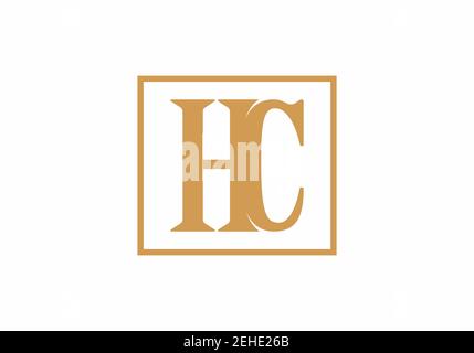 Brauner HC-Anfangsbuchstabe im quadratischen Design Stock Vektor