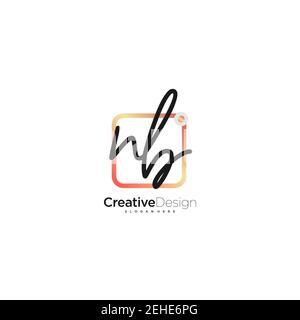 NB Initial Letter Handschrift Logo handgezeichnet bunte Box Vektor, Logo für Schönheit, Kosmetik, Hochzeit, Mode und Business, Und andere Stock Vektor