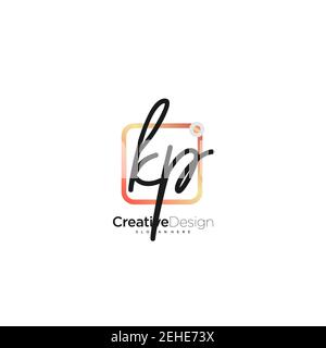 KP Initial Letter Handschrift Logo handgezeichnet bunte Box Vektor, Logo für Schönheit, Kosmetik, Hochzeit, Mode und Business, Und andere Stock Vektor