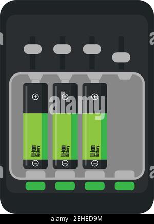 Elektrische Batterieladung und Alkali-Akku-Akkumulator für Energieelemente. vektor-Abbildung Stock Vektor
