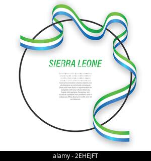 Winkende Bandfahne von Sierra Leone auf Kreisrahmen. Vorlage für Unabhängigkeitstag Poster Design Stock Vektor