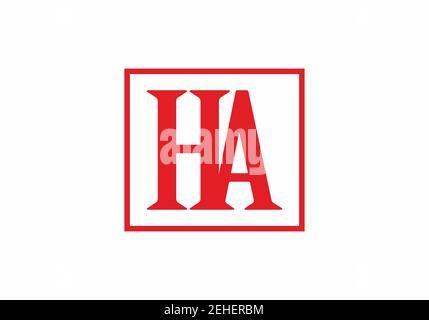 Roter HA-Anfangsbuchstabe im quadratischen Design Stock Vektor