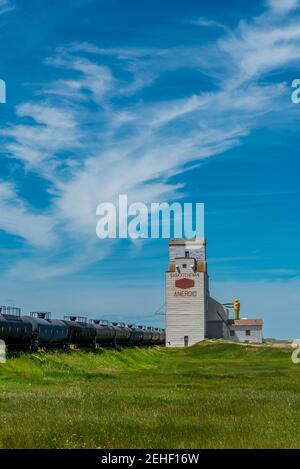 Ein Getreideaufzug in Aneroid, Saskatchewan, Kanada Stockfoto