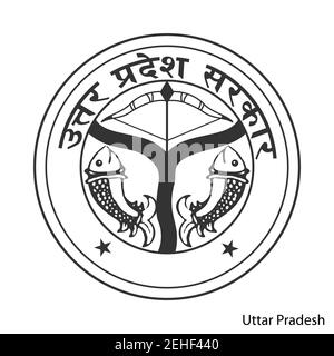 Wappen von Uttar Pradesh ist eine indische Region. Vector Wappentier Emblem Stock Vektor