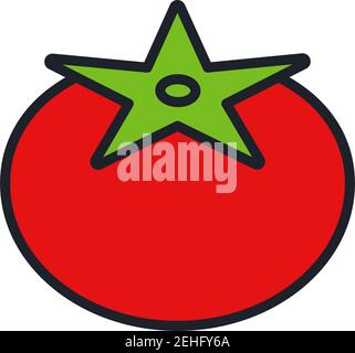 Tomatensymbol. Lineare Farbsymbol, Kontur, Form, Kontur isoliert auf Weiß. Dünne Linie. Modernes Design. Vektor-Illustrationen von Gemüse. Stock Vektor