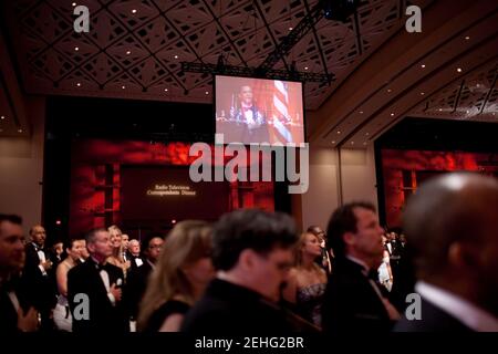 Präsident Barack Obama nimmt am 19. Juni 2009 am Radio & Television Correspondenents Dinner im Mandarin Oriental Hotel in Washington, D.C., Teil. Stockfoto