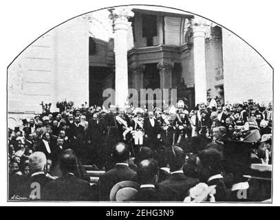 Palacio Central Exposición Industrias Madrileñas inauguración 1. Stockfoto