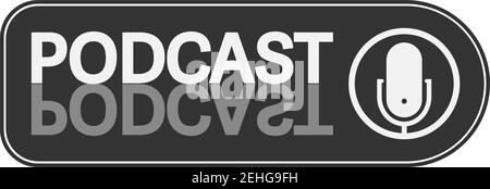 Podcast Logo mit Aufnahme Mikrofon Symbol Vektor Illustration Stock Vektor