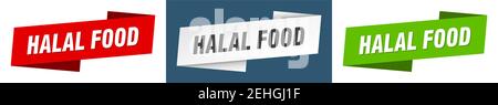 halal Lebensmittelband Label-Set. halal Lebensmittel Banner Stock Vektor