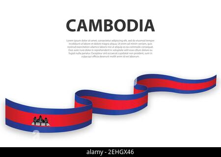 Winkende Band oder Banner mit Flagge Kambodscha. Für Independence day Poster Design Template Stock Vektor