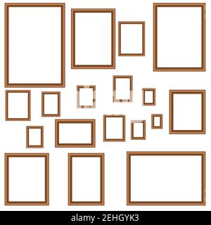 Vintage antikes Gold schöne rechteckige Rahmen. Set von quadratischen goldenen Vintage-Holzrahmen für Ihr Design. Vintage-Cover. Für Text platzieren. Vorlage Stock Vektor