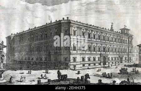 Palazzo della Cancelleria - 1770 (beschnitten). Stockfoto