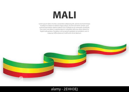 Winkende Band oder Banner mit Flagge von Mali. Für Independence day Poster Design Template Stock Vektor