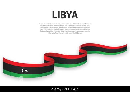 Winkende Band oder Banner mit Flagge Libyen. Für Independence day Poster Design Template Stock Vektor