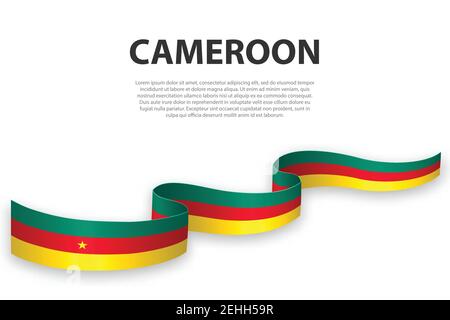 Winkende Band oder Banner mit Flagge von Kamerun. Für Independence day Poster Design Template Stock Vektor