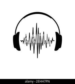 Kopfhörer-Symbol Mit Sound Wave Beats Kopfhörer-Symbol Mit Sound Winken Stock Vektor