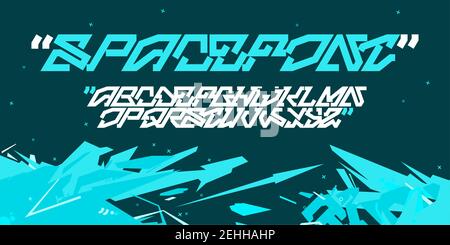 Sci-Fi Cyberpunk Tech Abstract Technology Futuristic Alphabet Font Digital Spacefont Typografie Vektorgrafik Stock Vektor