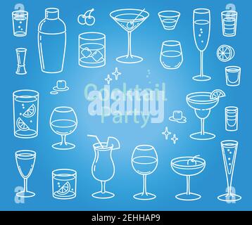Set von Cocktails und Alkoholgetränke Vektor-Illustration Stock Vektor