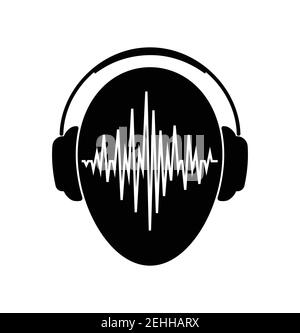 Kopfhörer-Symbol Mit Sound Wave Beats Kopfhörer-Symbol Mit Sound Winken Stock Vektor