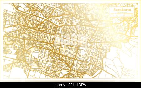 Surakarta Indonesia Stadtplan im Retro-Stil in Golden Color. Übersichtskarte. Vektorgrafik. Stock Vektor