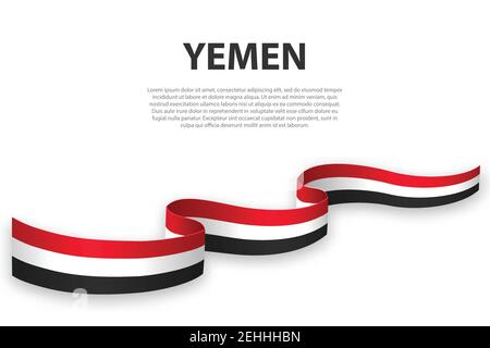 Winkende Band oder Banner mit Flagge Jemen. Für Independence day Poster Design Template Stock Vektor