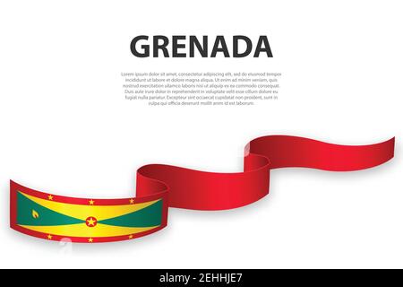 Winkende Band oder Banner mit Flagge Grenada. Für Independence day Poster Design Template Stock Vektor