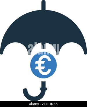 Versicherung, Regenschirm, Euro-Sicherheit Symbol. Perfekt für den Einsatz bei der Gestaltung und Entwicklung von Websites, gedruckten Dateien und Präsentationen, Werbematerialien Stock Vektor