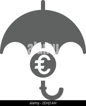 Versicherung, Regenschirm, Euro-Sicherheit Symbol. Perfekt für den Einsatz bei der Gestaltung und Entwicklung von Websites, gedruckten Dateien und Präsentationen, Werbematerialien Stock Vektor