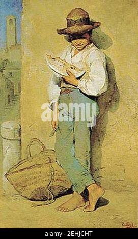 Pantazis Pericles Magkas beim Essen von Wassermelone. Stockfoto