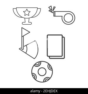 Fußball-Ilustration Design. Fußball-Symbol-Set isoliert auf weißem Hintergrund. Ready use Vektor. Stockfoto