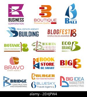 Buchstabe B Ikonen Markenidentität der Firma und des Korporation Designs. Vector B Satz von Premium-Qualität Boutique, Reisebüro oder Immobilien und c Stock Vektor