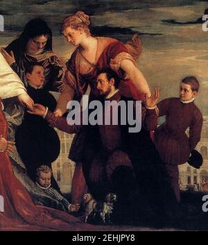 Paolo Veronese - die Anbetung der Jungfrau durch die Coccina Family (Detail) Stockfoto