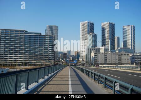 Toyosu Bridge Tokyo Japan Walking Way Stock Foto Stock Bilder Stock-Bilder Stockfoto