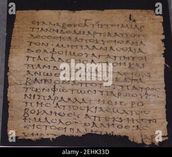 Papyrus 23 James 1,15-18. Stockfoto