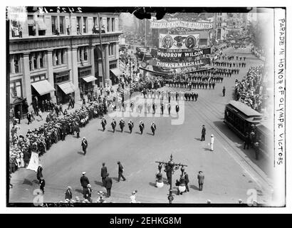 Parade zu Ehren der olympischen Sieger Stockfoto