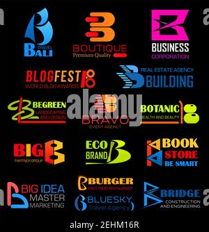 Buchstabe B, Markenidentität oder Corporate Design des Unternehmens. Vektor B von Bali Reise, Boutique oder Business und botanischen Schönheitssalon, große Idee und Brücke Nachteile Stock Vektor