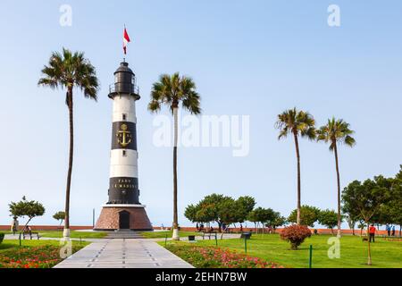 Lima Peru Leuchtturm Turm Faro La Marina Wahrzeichen Miraflores Stockfoto