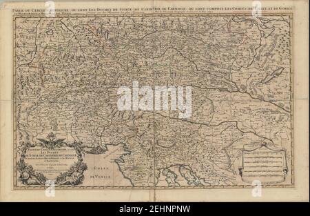 Partie du cercle d'Austriche, ou sont les duche's de Stirie, de Carinthie, de Carniole, et autres estats Hereditaeires e la Maison d'Austriche 1692. Stockfoto