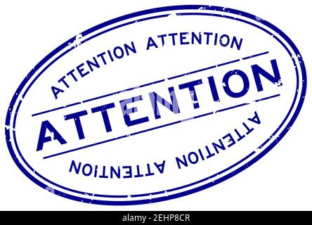 Grunge blau Aufmerksamkeit Wort oval Gummi Siegel Stempel auf weiß Hintergrund Stock Vektor