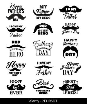 Happy Father Day Vektor-Beschriftung Zitate, Best Dad Ever und ich liebe meinen Papa handgezeichneten Text. Kalligrafische Symbole für Grußkarte und Geschenkanhänger, decora Stock Vektor