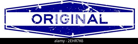 Grunge blau original Wort Sechseck Gummi Stempel auf weißem Hintergrund Stock Vektor