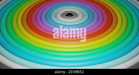 3D Kreise in Regenbogenfarben. Abstrakte lgbt-Grafik zur Darstellung von Regenbogenfarben. Stockfoto