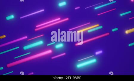 Geometrische horizontale Linien, die sich über den Bildschirm bewegen. Abstrakte lila und violette Hintergrund Illustration Stockfoto