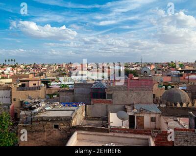 Dach in der alten Stadt marrakesch bei Sonnenuntergang Stockfoto