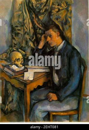 Paul Cézanne - junger Mann mit einem Schädel. Stockfoto