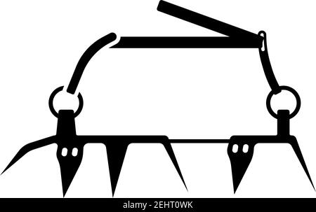 Alpinist Crampon-Ikone. Schwarzes Glyphen-Design. Vektorgrafik. Stock Vektor