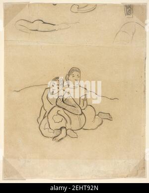 Paul Gauguin - Fragmente von Körpern, ein dekoratives Design und zwei kauernden tahitischen Frauen in einer Landschaft mit Bezug auf Nafea Faaipoipo (Wann werden Sie heiraten) - NGA 2002,233V. Stockfoto