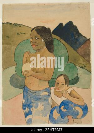 Paul Gauguin - zwei tahitische Frauen in einer Landschaft - NGA 1922,4795. Stockfoto